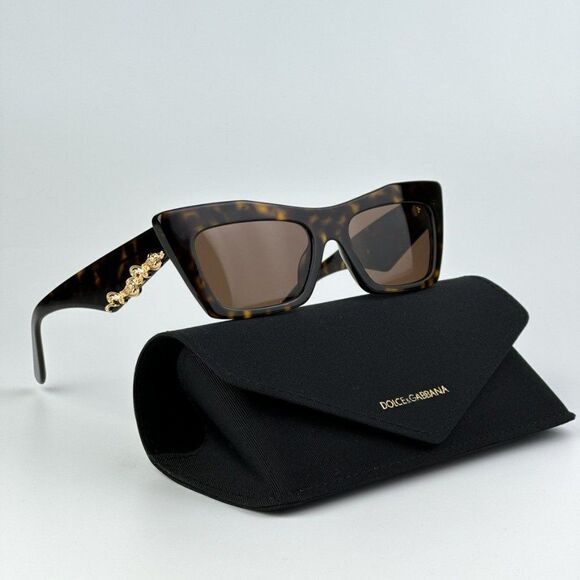 NEW D&G DG4435 502/73 Havana Dark Brown Cat Eye Women Sunglasses - Picture 1 of 13